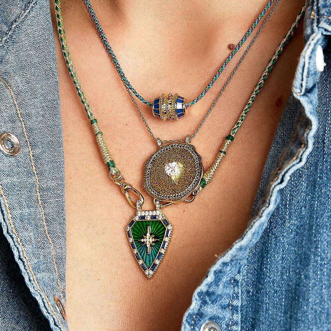 Minimalist Tarot Card Pendant Necklace for Women with Enamel Finish and Zircon Inlay on Gold-Plated Copper Chain