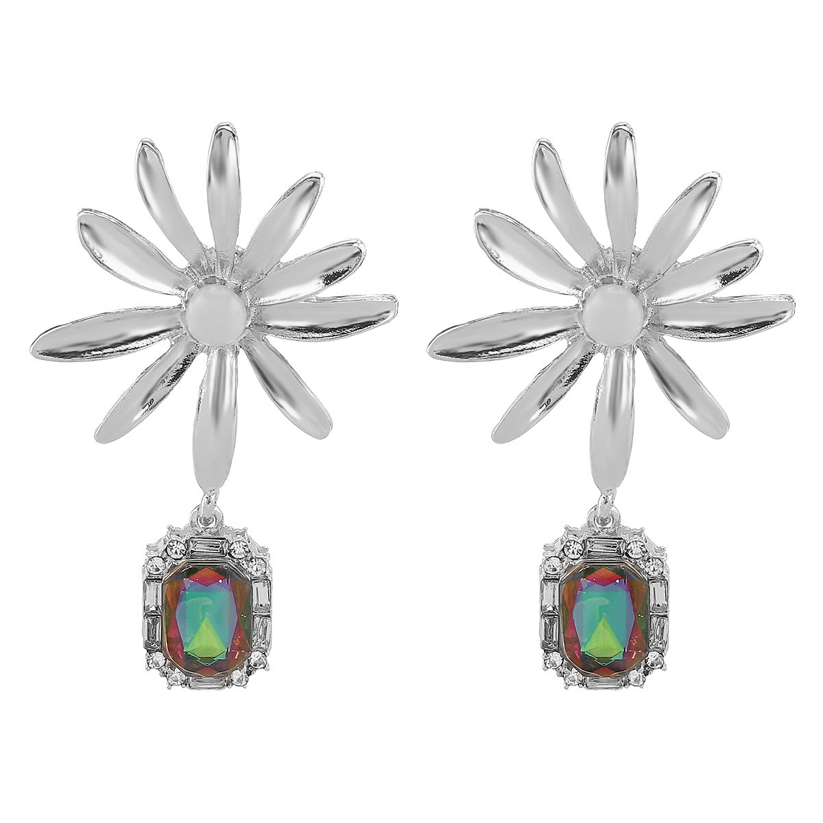 Orecchini pendenti da donna con girasole in lega floreale vintage barocca con strass