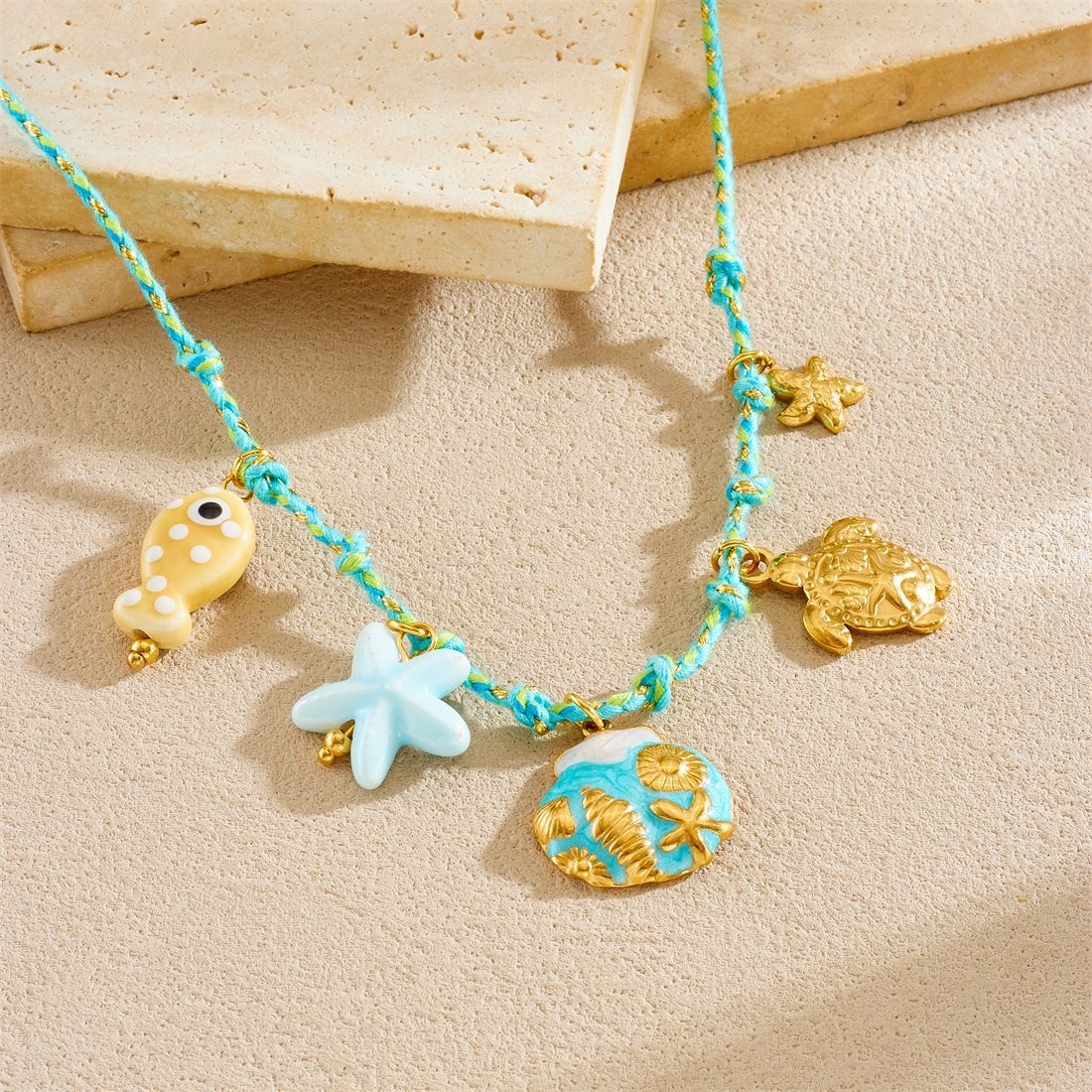 Gold Plated Stainless Steel Star and Animal Pendant Necklace for Women