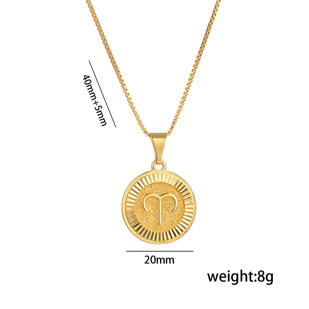 Fashionable Zodiac and Letter Shape Polished Titanium Steel Necklace for Women with O-Chain