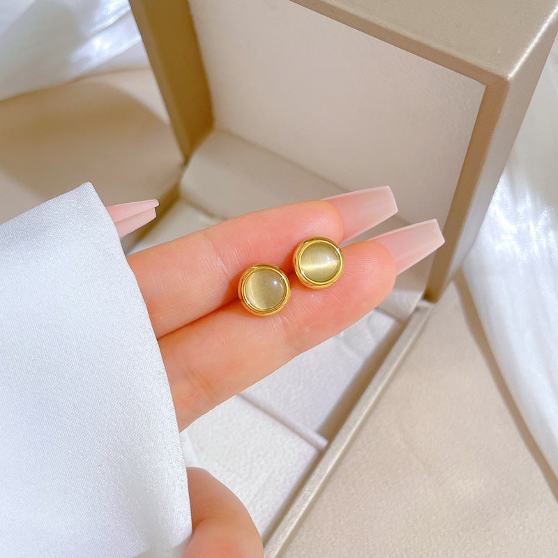Minimalist Sweet Geometric Titanium Steel Plated Stud Earrings
