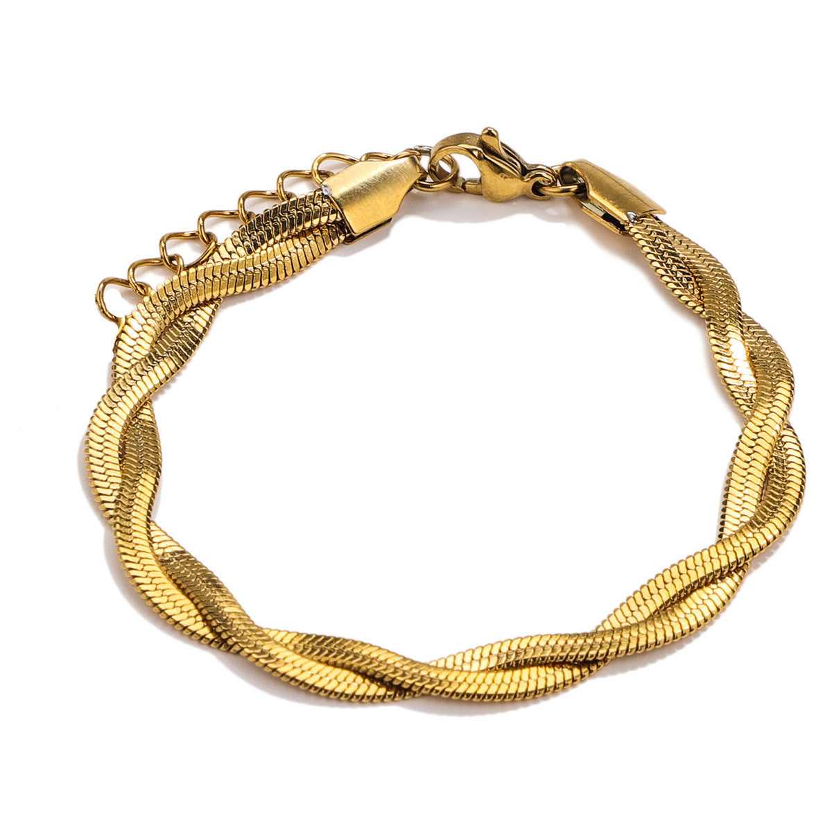 Collana a Serpente Piatta a Doppio Strato Minimalista Geometrica in Acciaio Titanio Placcato per Clavicole