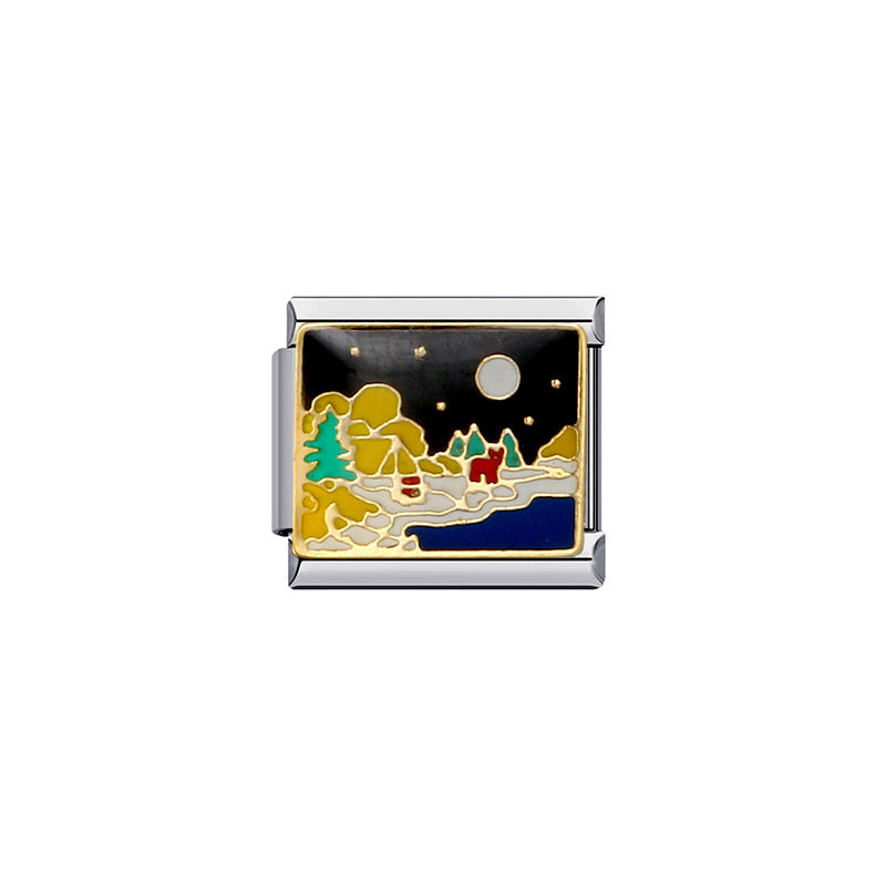 Luxury Casual Stainless Steel Plated DIY Charm Bar with Star Moon Elements