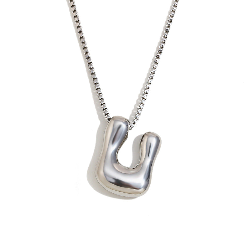 Minimalist Fashion Letter Necklace for Women Stainless Steel Pendant with 18K Gold Plating