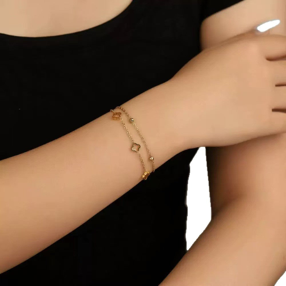 Minimalist Sweet 18K Gold Plated Titanium Steel Hollow Bracelet