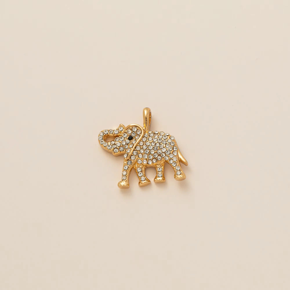 Minimalist Luxury 18K Gold Plated Brass Animal Pendant with Cubic Zirconia Charm Bar for Unisex