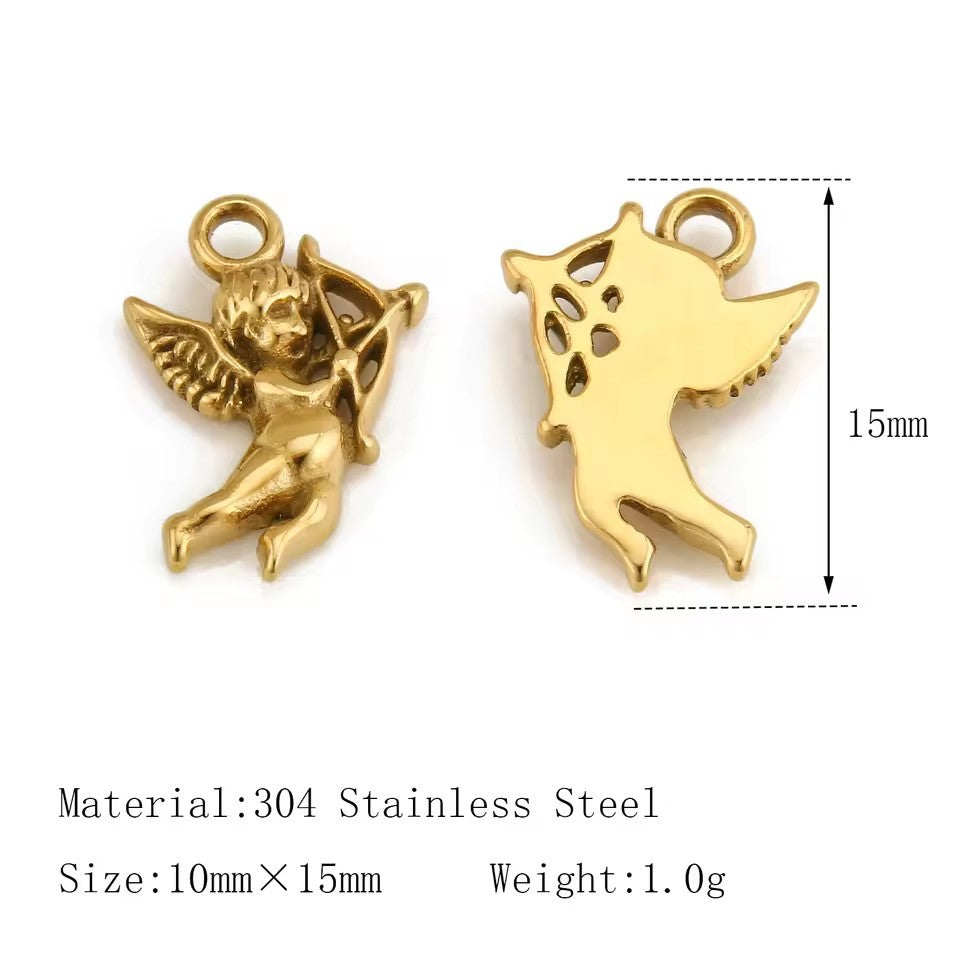 Vintage 18K Gold Plated Stainless Steel Fruit Pendant Charm Bar for Women