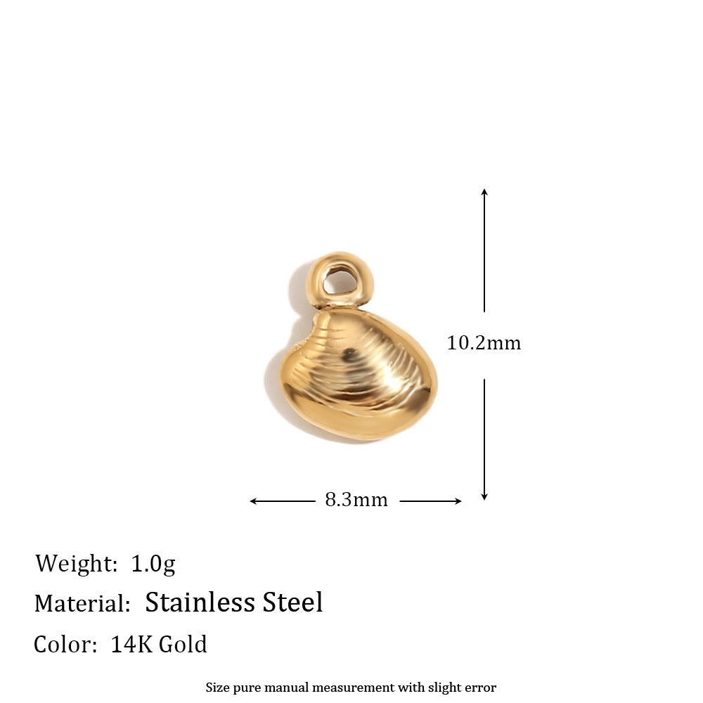 Elegant 14K Gold Plated Stainless Steel Marine Shell Smiley Face Charm Bar