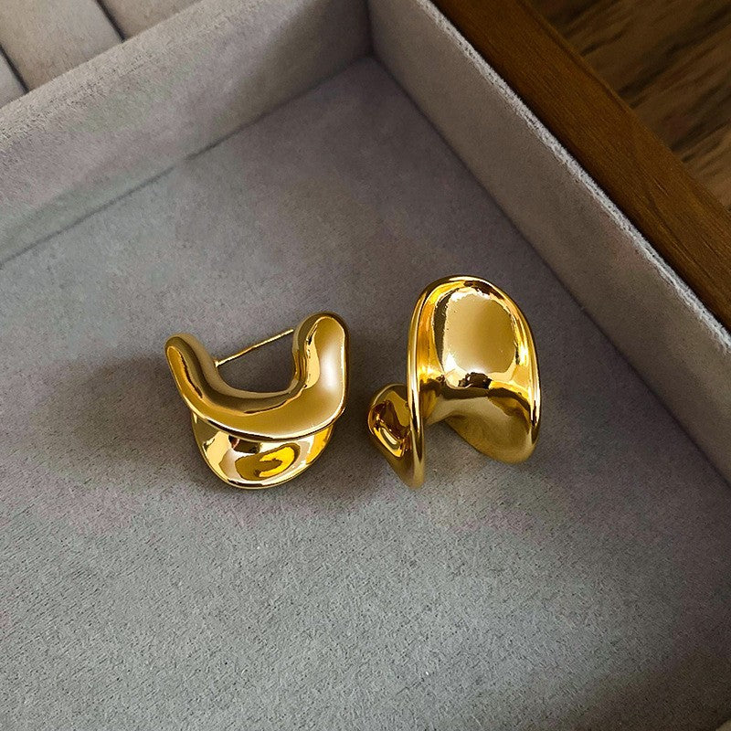 Orecchini a perno geometrici irregolari elettroplaccati di lusso da donna con perni in acciaio