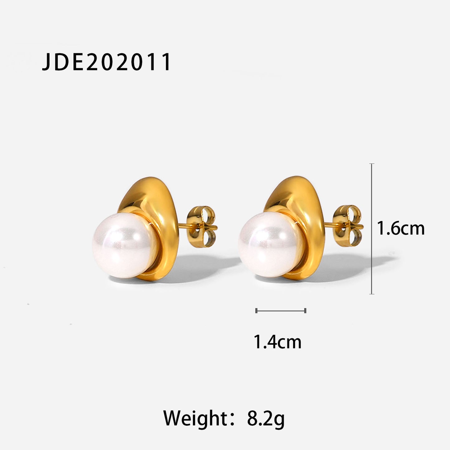 Fashionable Geometric 18K Gold Plated Stainless Steel Pearl Hoop Earrings for Women