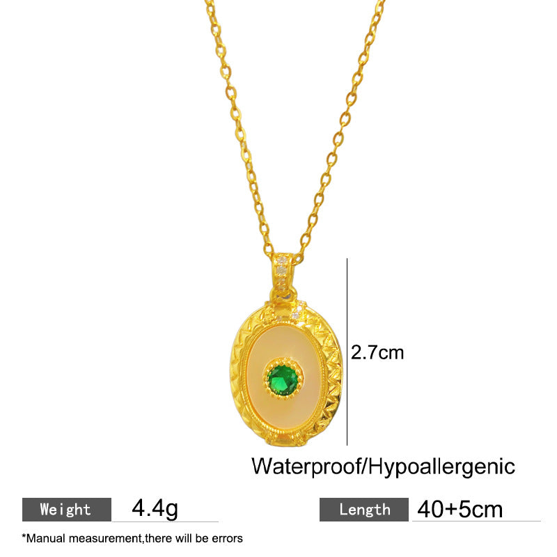 Sporty Sweet Evil Eye Floral Pendant Titanium Steel Necklace with Cable Chain