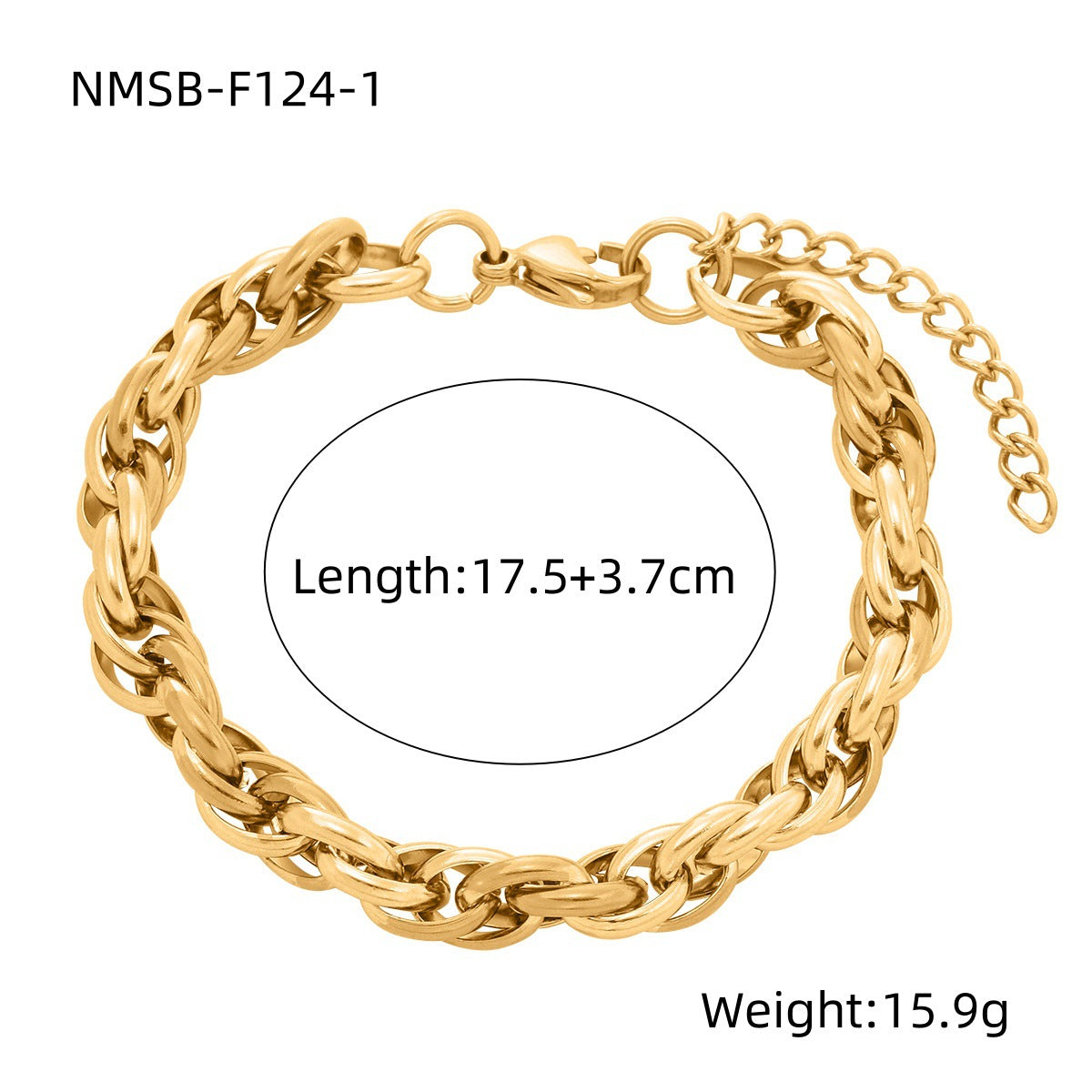 Fashionable Geometric Stainless Steel Bracelet with 18K Gold Plating for Women