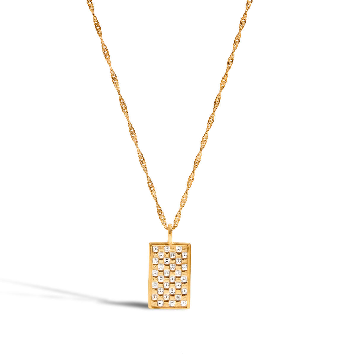 Collar geométrico de acero inoxidable con colgante de acero de titanio, joyería de lujo galvanizada para mujer