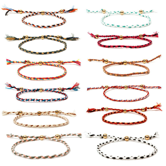 Pulsera de hilo trenzado colorida, hecha a mano, estilo geométrico, para mujer con opción de logo personalizado