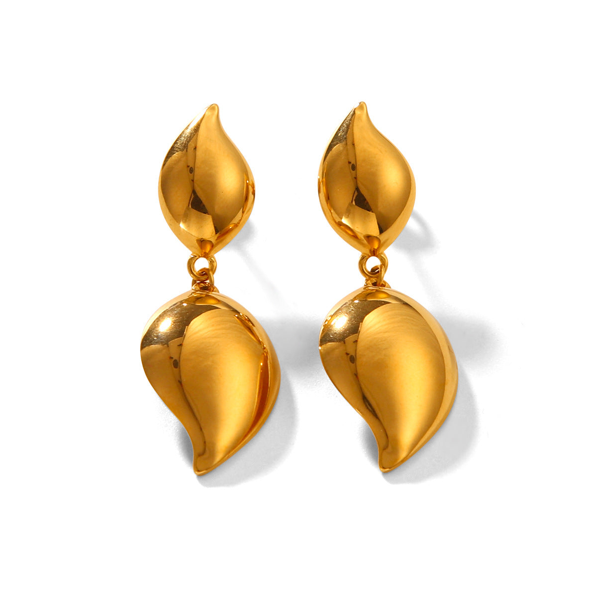 Minimalist Teardrop-Shaped Titanium Steel Earrings with 18K Gold Plating for Women