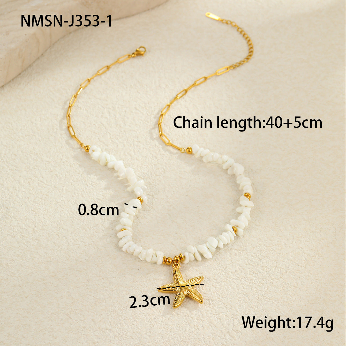 Fashionable Ocean-Inspired Shell and Starfish Pendant Necklace in Titanium Steel with 18K Gold Plating for Women