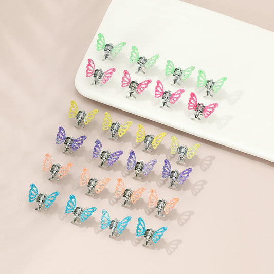 Butterfly-Shaped Alloy Hair Clip for Kids with Pressed Metal Craft, Princess Style Children's Hair Accessory for Bangs and Flyaway Hair