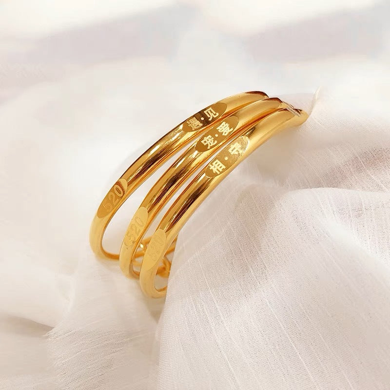 Minimalist Chinese Style Copper Bracelet with Plated Finish for Women, Geometric and Elegant Hand Jewelry