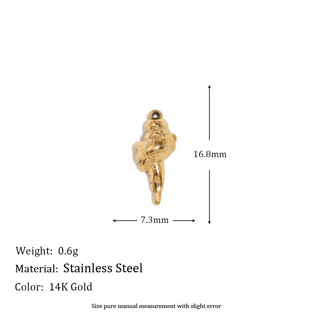 Elegant 14K Gold Plated Stainless Steel Marine Shell Smiley Face Charm Bar