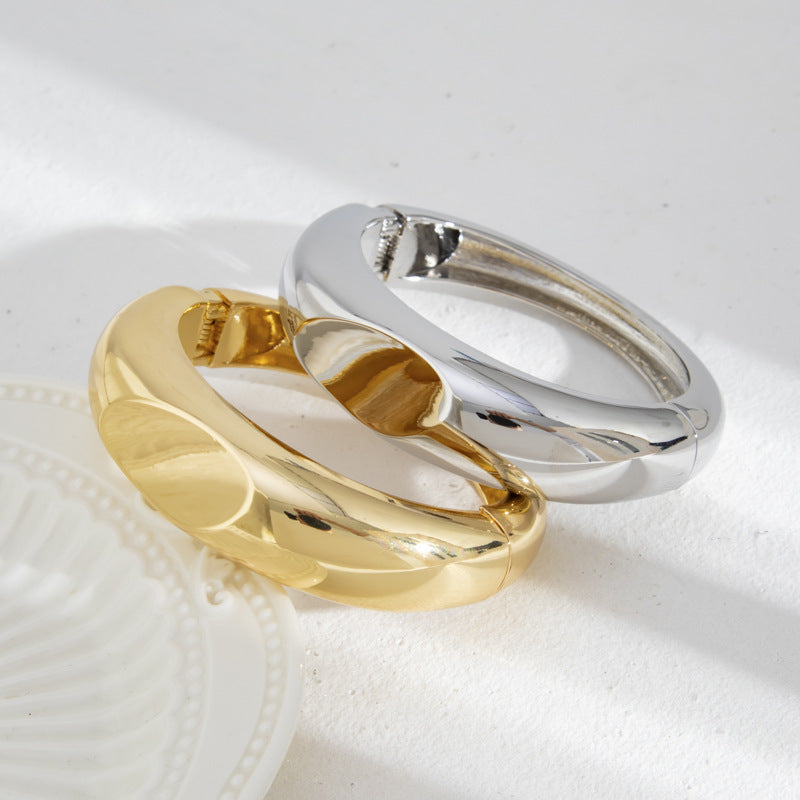 Irregular Wavy Plated Zinc Alloy Spring Cuff Bracelet