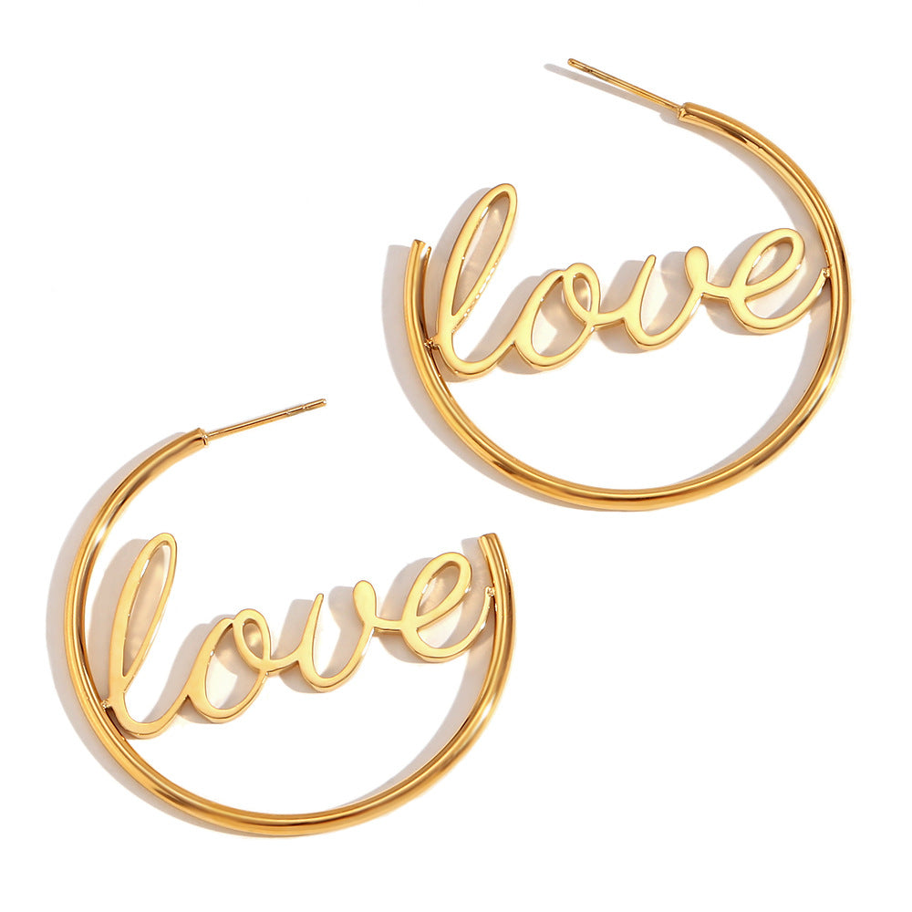 Pendientes de aro redondos minimalistas de acero inoxidable chapados en oro de 18 quilates para mujer