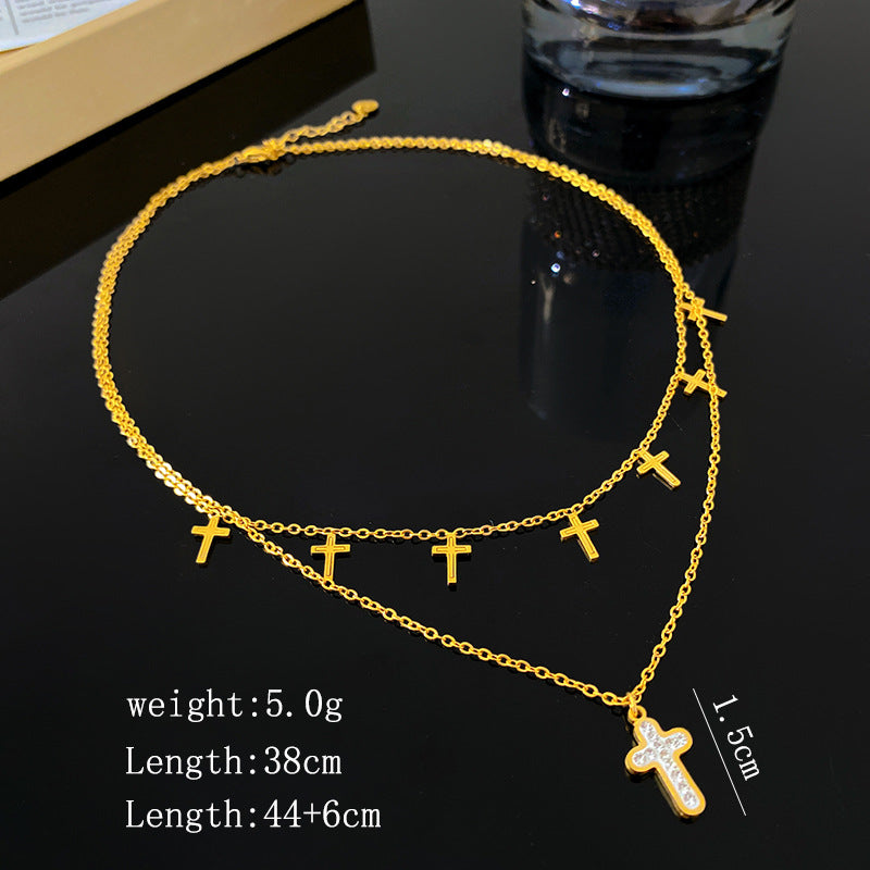 Minimalist Geometric Cross Titanium Steel Plated Necklace for Unisex