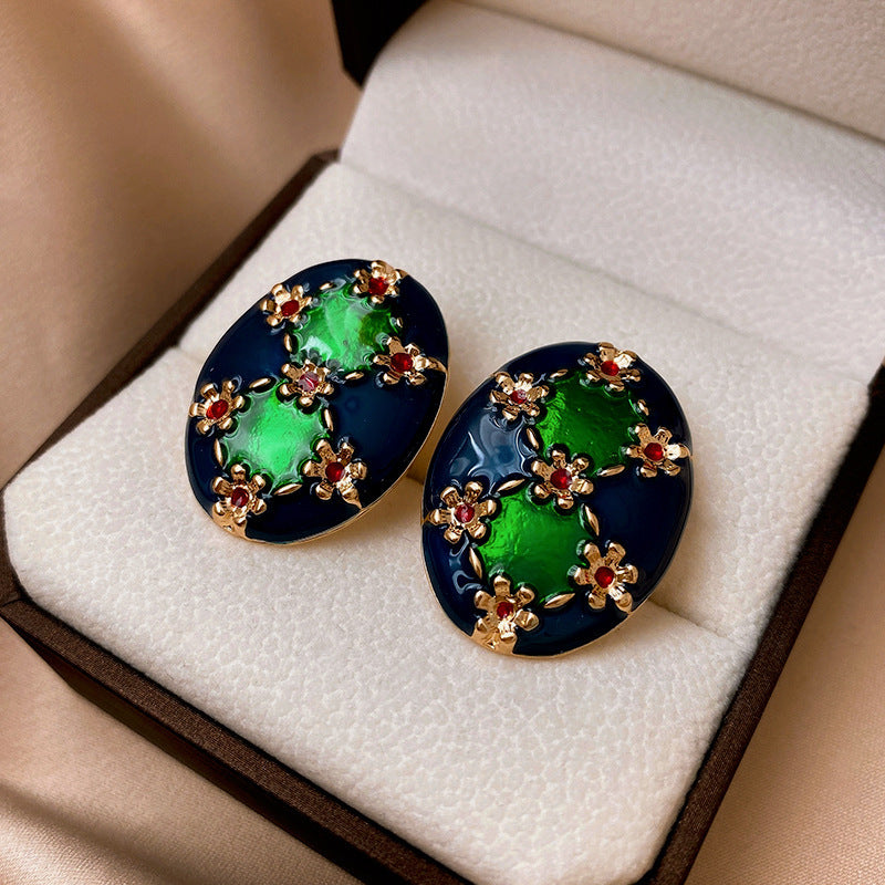 Vintage Geometric Earrings for Women with Copper Base and Electroplated Finish, Minimalist Retro Jewelry
