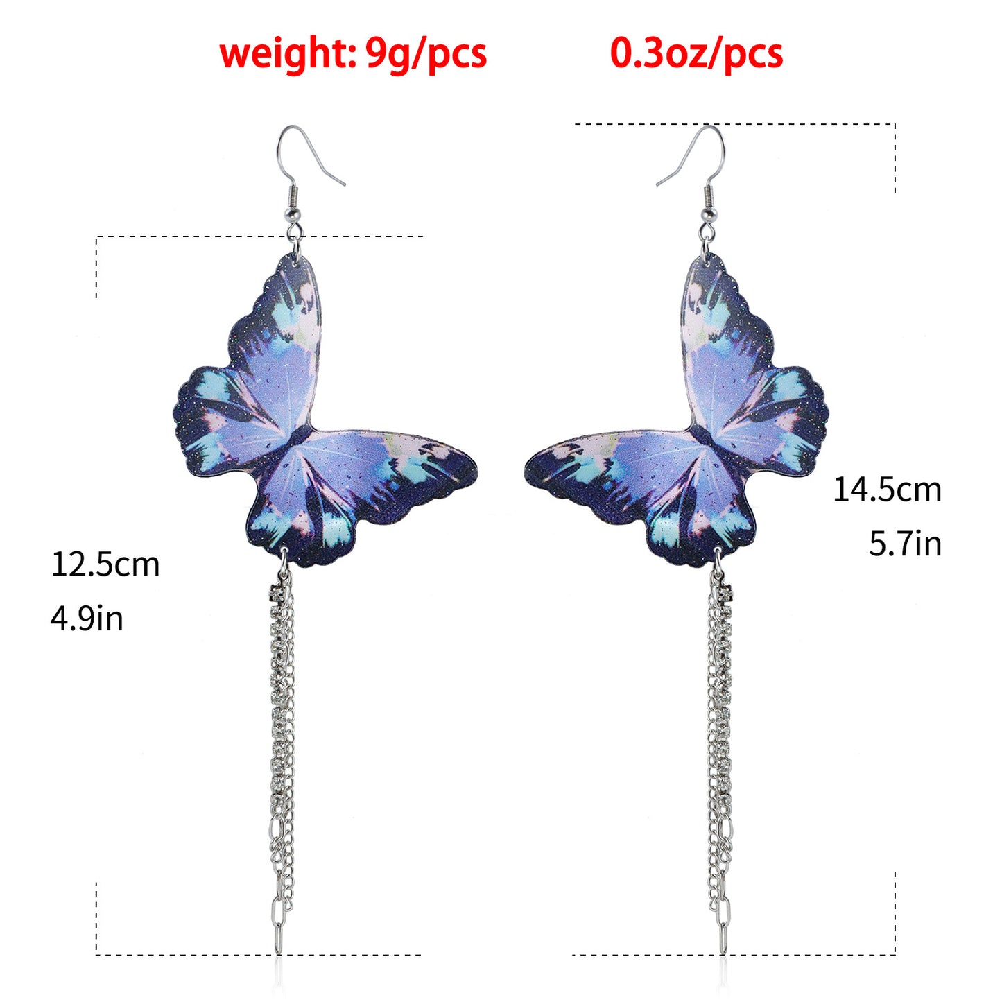 Orecchini pendenti lunghi viola minimalisti da donna con design geometrico a farfalla in acciaio inossidabile placcato titanio