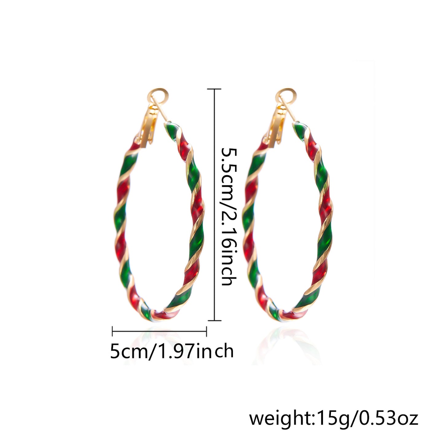 Fashionable Christmas Spiral Geometric Acrylic Hoop Earrings with Plated Finish for Women