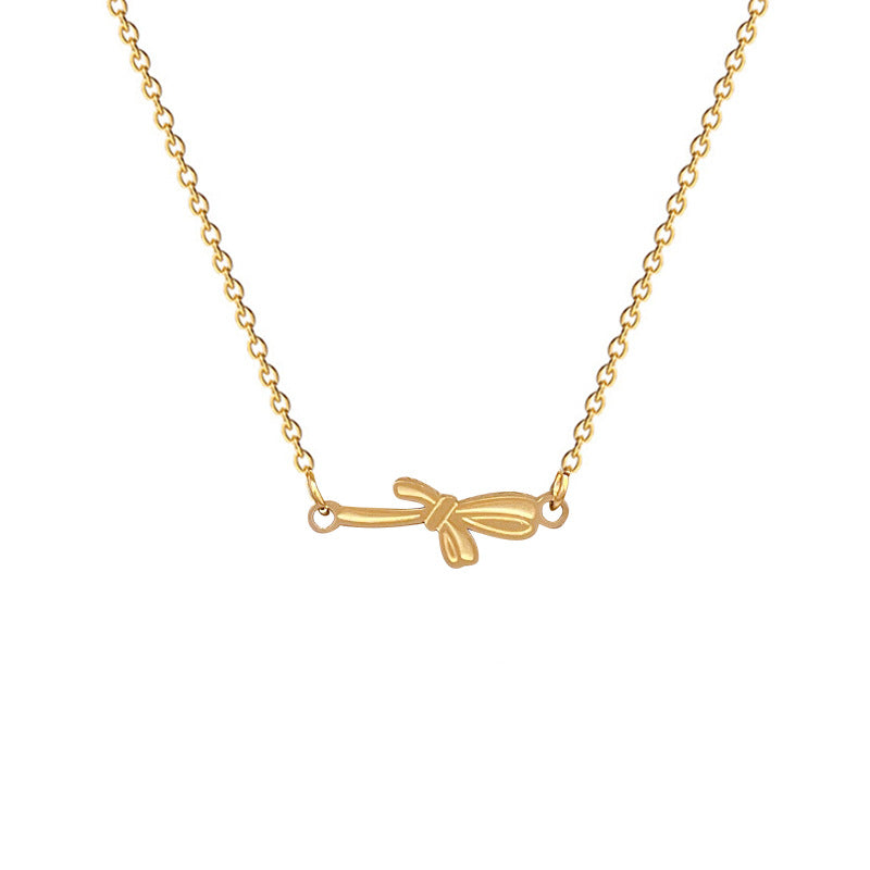 Minimalist Titanium Steel Butterfly Pendant Necklace for Women and Men, Gold-Plated Clavicle Chain with Geometric Design