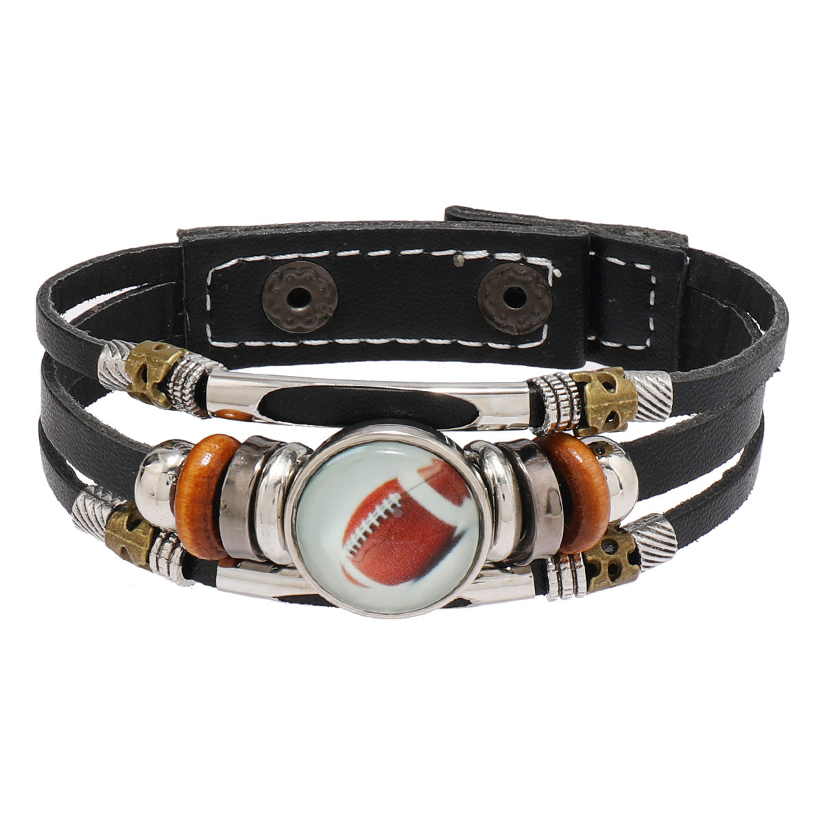 Geometric Leather Bracelet Unisex Sports Fan Gift