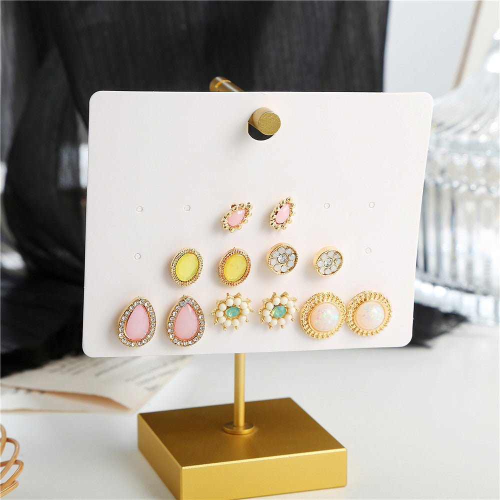 Minimalist Sweet Geometric Floral Gold Plated Stainless Steel Stud Earrings for Women