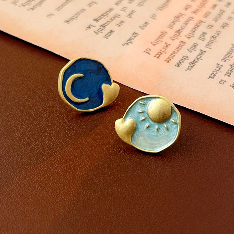 Vintage Geometric Earrings with Gold-Plated Copper Base and Stainless Steel Posts for Women