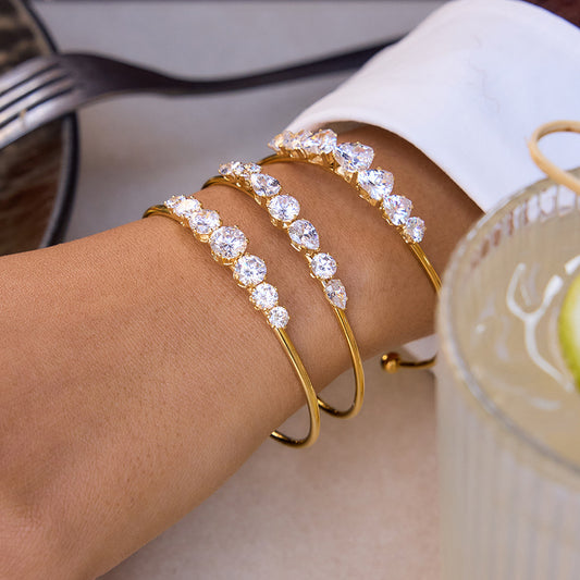 18K Gold Plated Stainless Steel Cubic Zirconia Bracelet