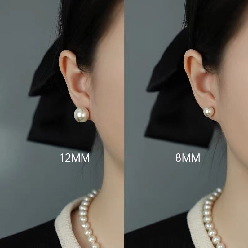 Sweet Round Imitation Pearl Resin Stud Earrings