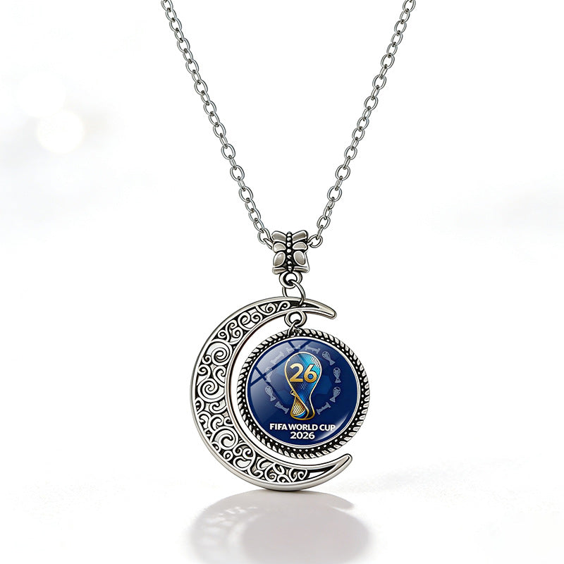 Collana casual unisex in lega placcata con ciondolo rotondo in cristallo geometrico e catena a cavetto