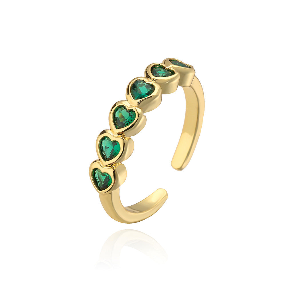 Geometric Open Ring for Women in Copper with 18K Gold Plating and Zircon Inlay