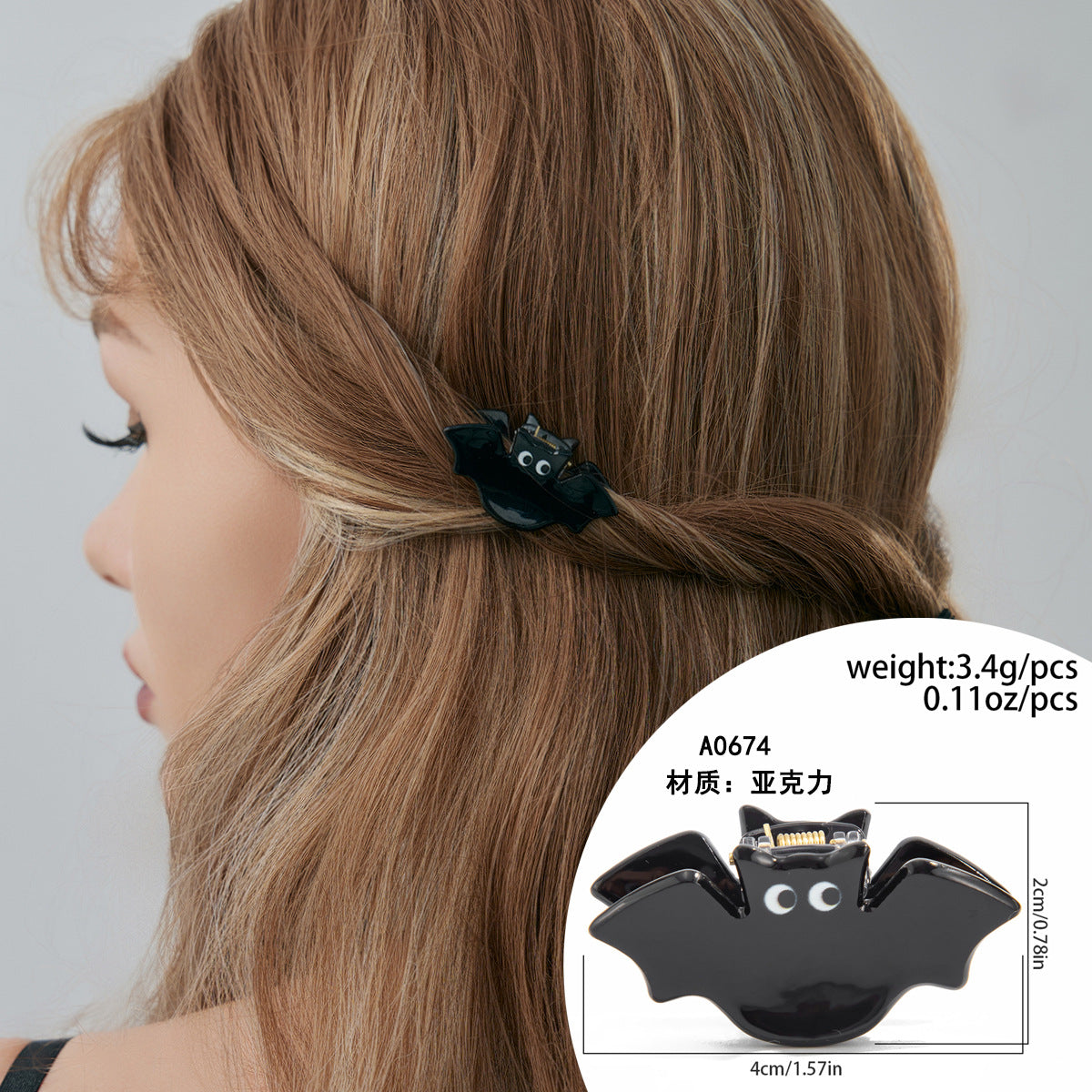 Fermaglio Gotico di Halloween con Fantasma e Ragnatela, Fermaglio in Acrilico per Capelli da Donna, Accessorio Festivo in Stile Punk-Chic