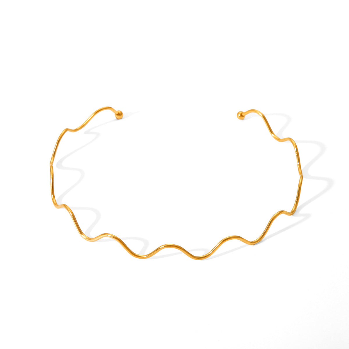 Collana Girocollo Geometrica a Onda in Acciaio Inossidabile Placcato Oro 18K Minimalista per Donna