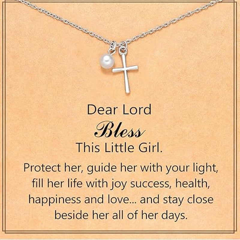 Minimalist Cross Zinc Alloy Plated Pendant Necklace with Curb Chain for Unisex