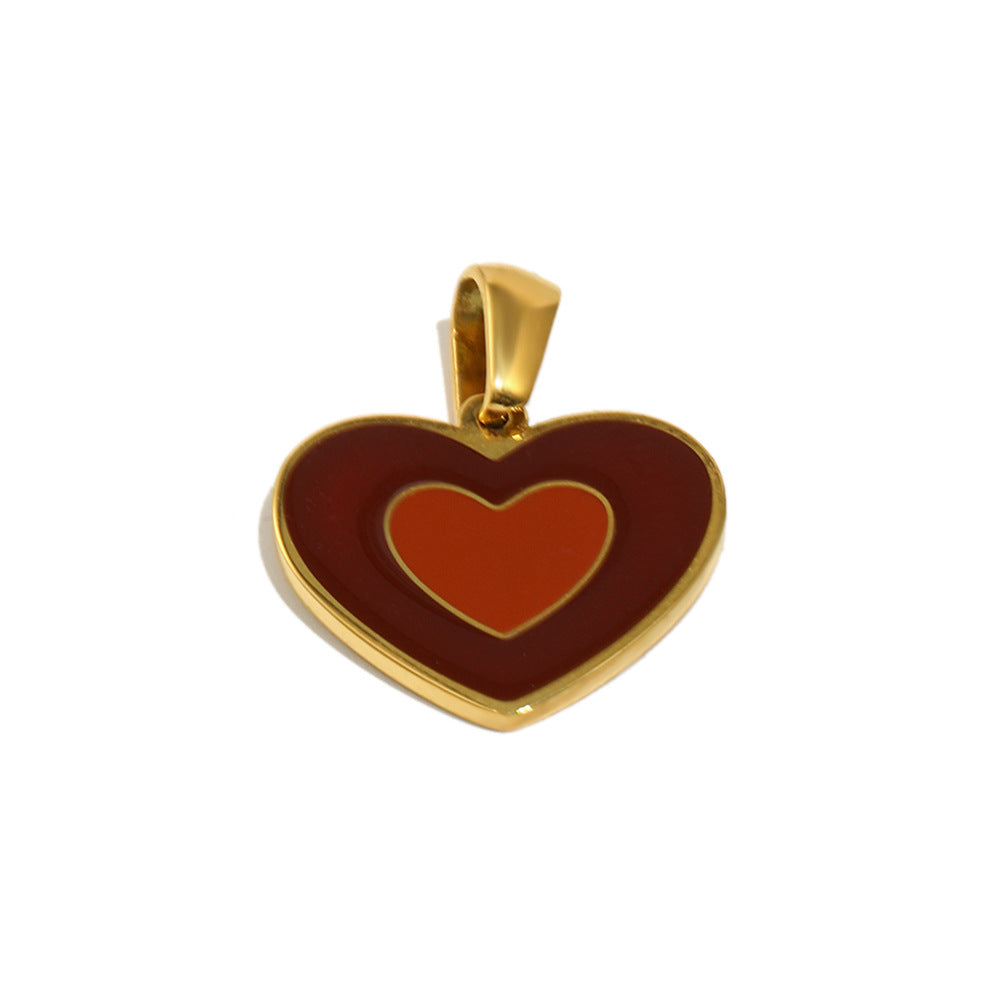 Sweet Heart Shape Stainless Steel Drip Oil 18K Gold Plated Charm Bar