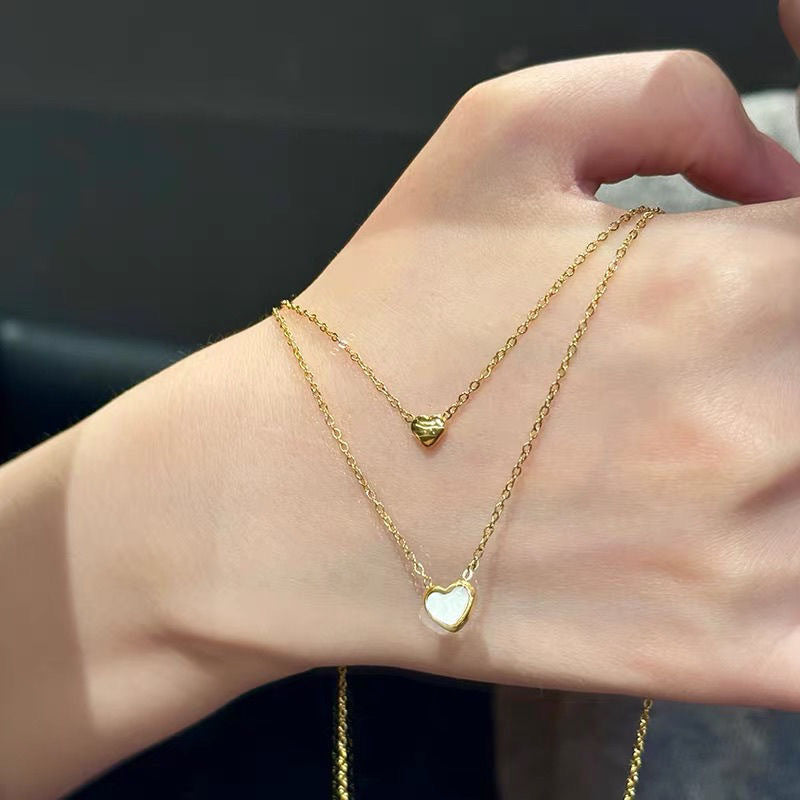 Minimalist Elegant Heart Titanium Steel Plated Necklace for Women