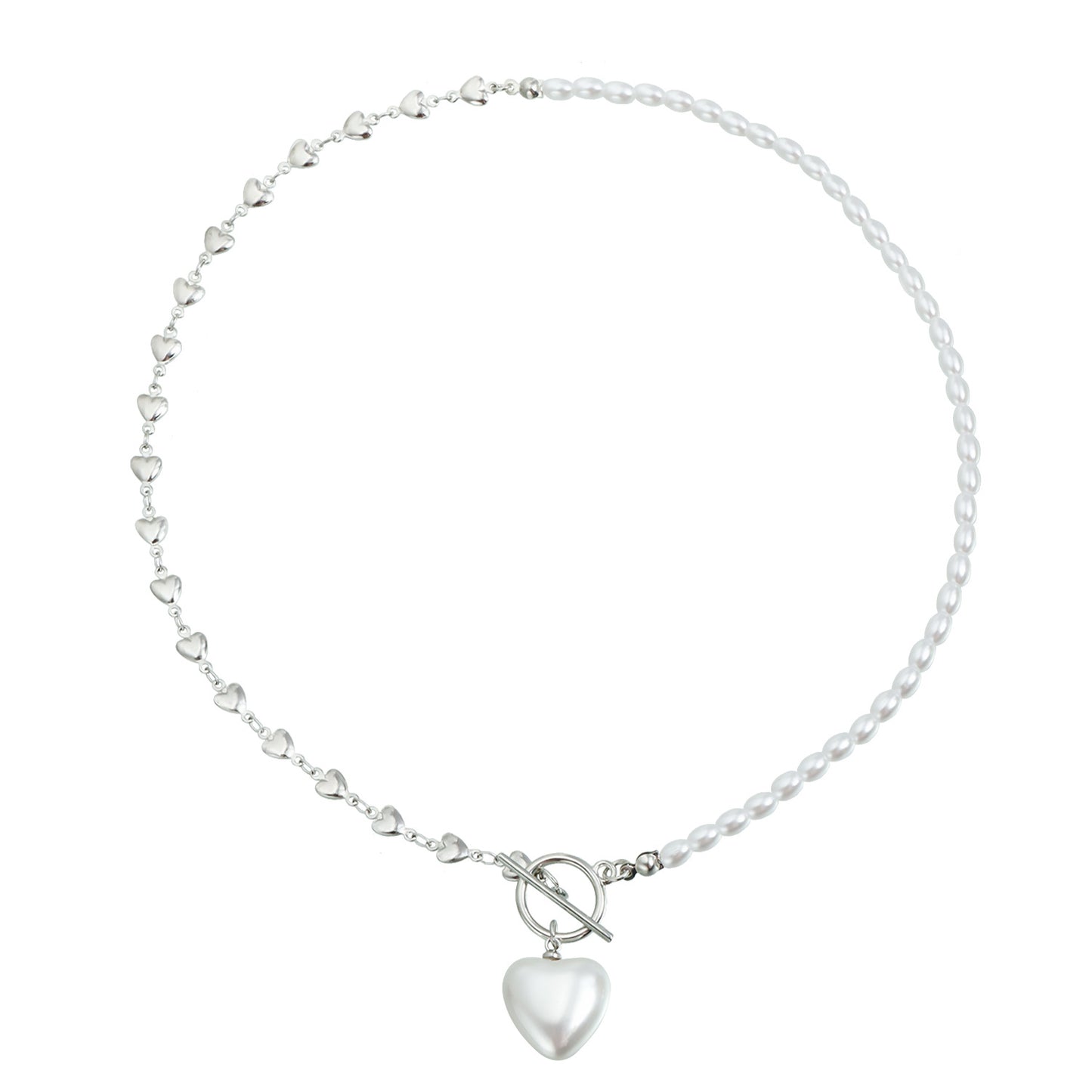 Fashionable Heart-Shaped Alloy Pendant Necklace with Plated Finish for Women Clavicle Chain Set