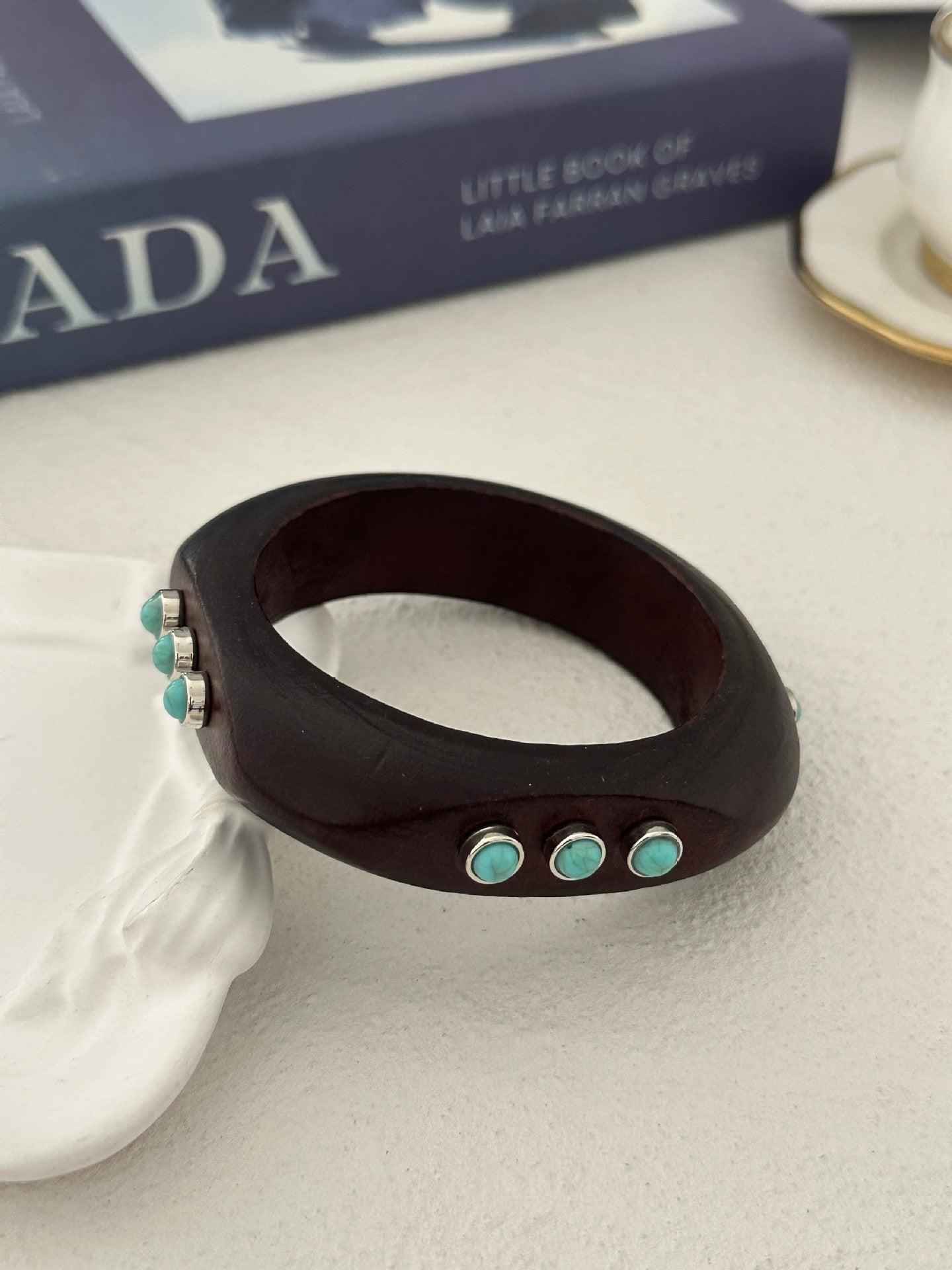 Vintage Minimalist Geometric Resin Gemstone Cuff Bracelet