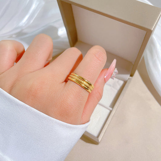 Geometric Minimalist Titanium Steel Polished Ring for Unisex Fashion Commuter