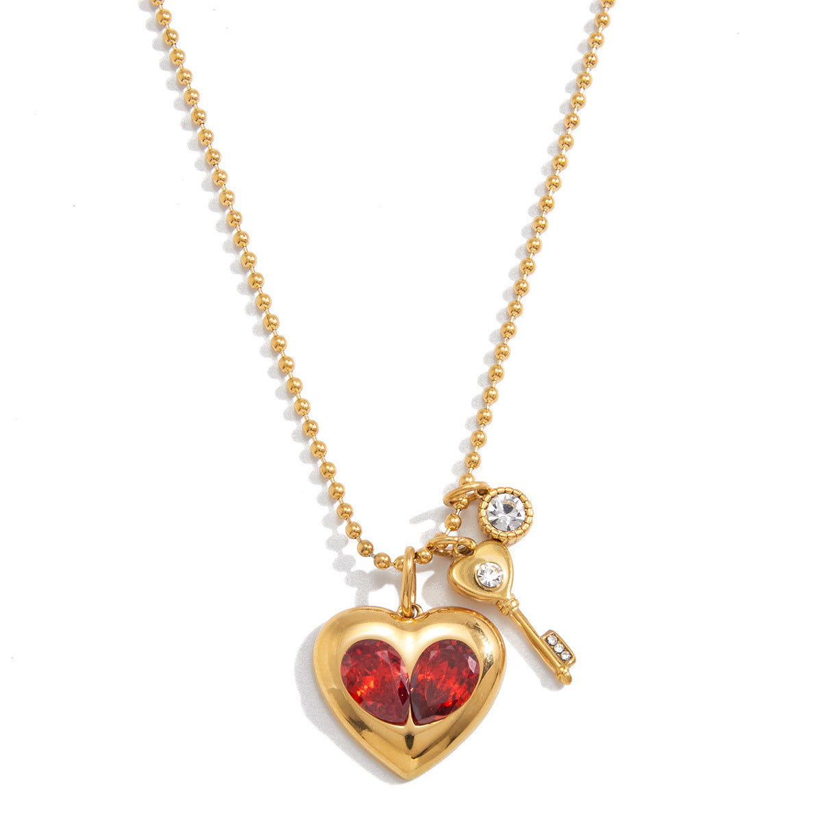 Collana da donna in acciaio inossidabile a forma di cuore, minimalista, con placcatura in oro PVD
