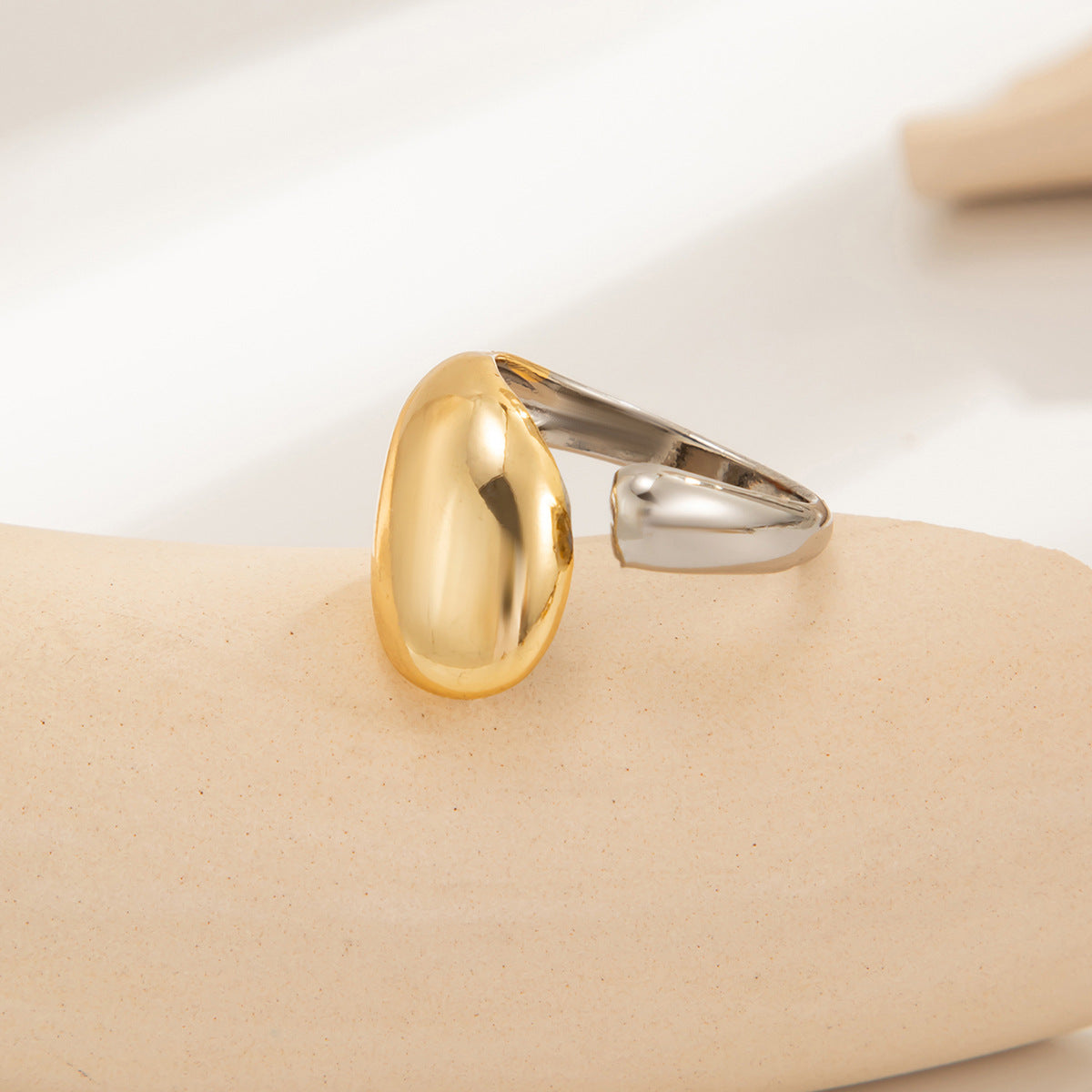 Hip-hop Stainless Steel Plated Teardrop Geometric Open Ring for Women