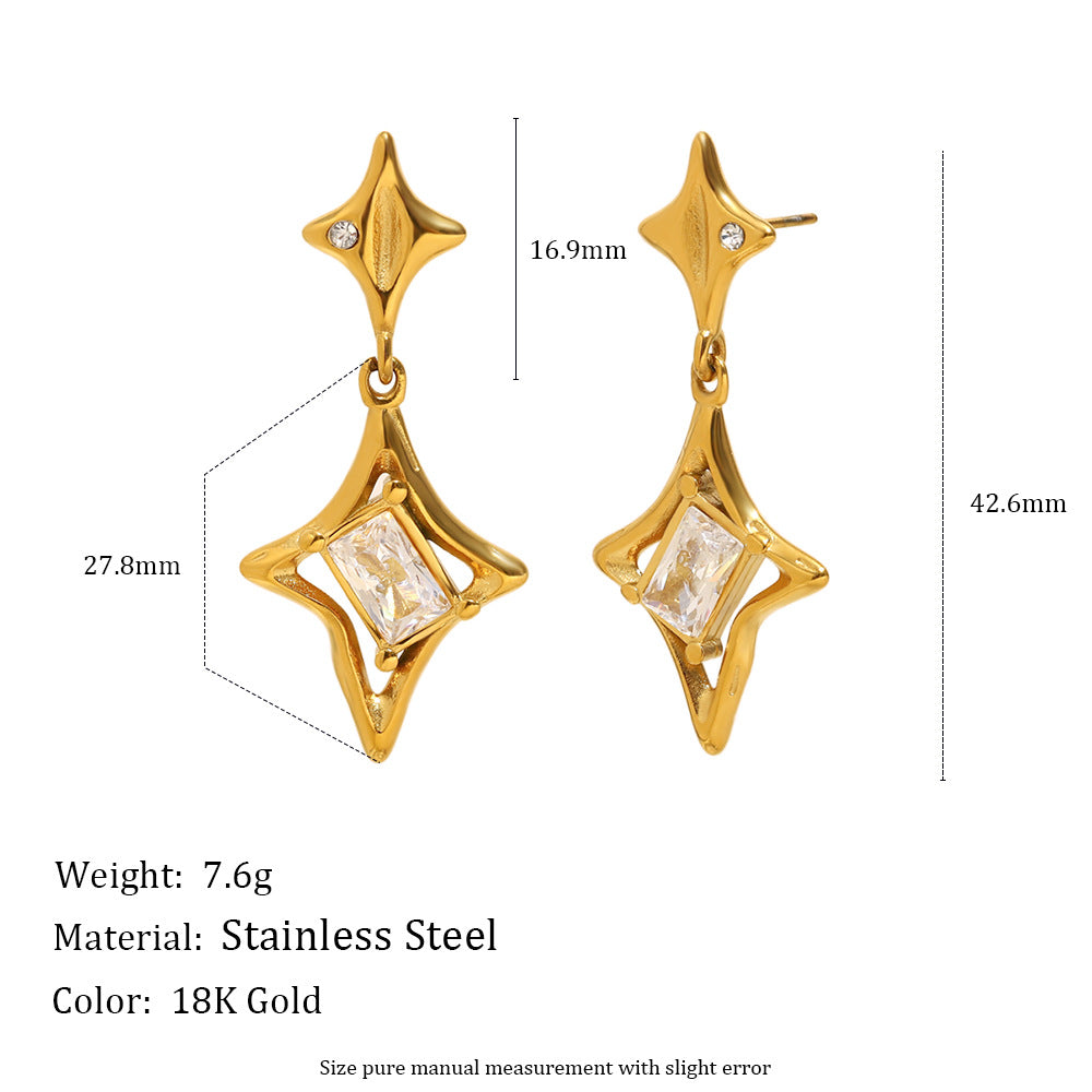 Orecchini a Stella Minimalisti in Acciaio Inossidabile Placcati Oro 18K da Donna