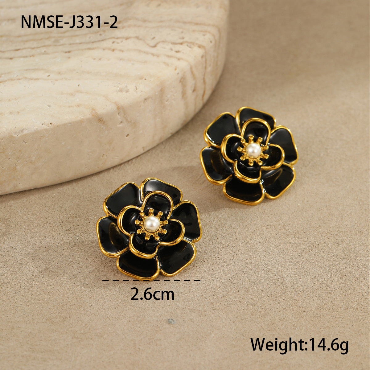 Collar de Acero Inoxidable con Baño de Oro de 18K con Flor de Esmalte en Forma de Camelia Estilo OL de Moda para Mujer