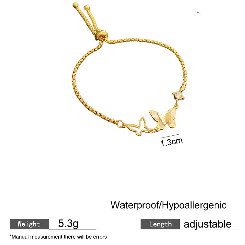 Minimalist Sweet Butterfly Plated Titanium Steel Bracelet Unisex